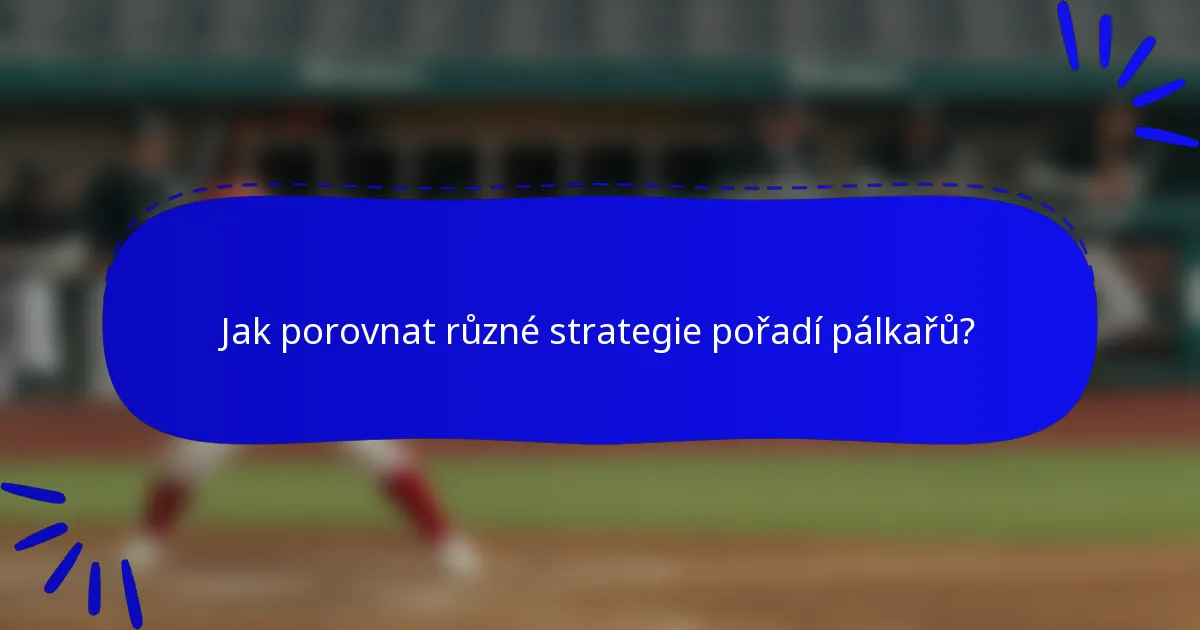 Jak porovnat různé strategie pořadí pálkařů?