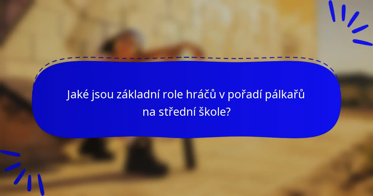 Jaké jsou základní role hráčů v pořadí pálkařů na střední škole?