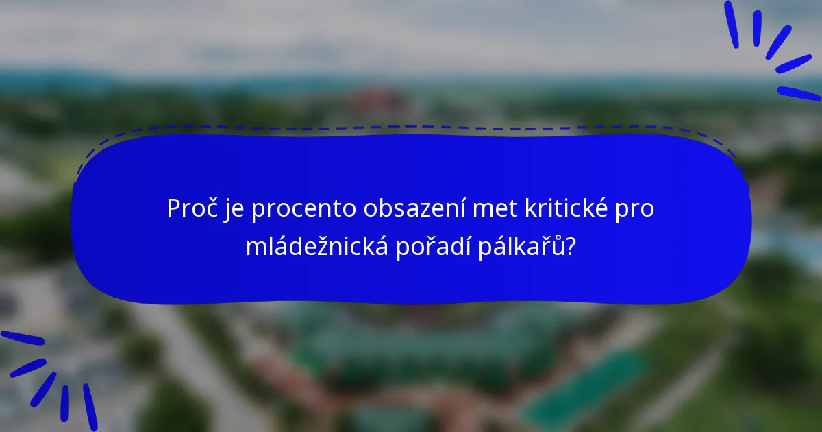 Proč je procento obsazení met kritické pro mládežnická pořadí pálkařů?